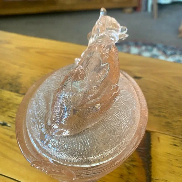 Vintage Pink Depression Glass Cow Candy Dish - Picture 3 of 10